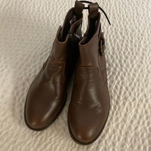 bucco capensis Side Zip Hollin Vegan Leather Ankle Boots in Brown Size 7 NWOB